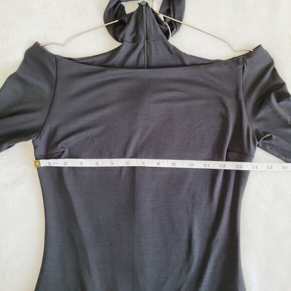 Undress Code Black Solid Long Sleeve Bodysuit With Neck Cutout 90's Minimalist - Picture 7 of 10